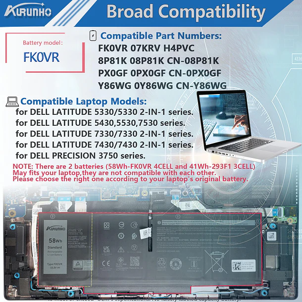 Batería de Repuesto JPFMR para diversos equipos compatibles según modelo JPFMR - AURUNHO 5