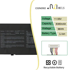 Batería de Repuesto C32N2002 para ZenBook Pro 15 X535 UX535L UX535LI - MULS