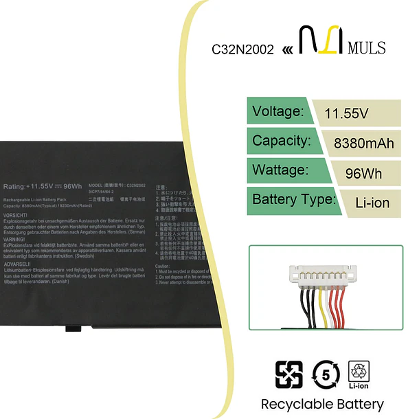 Batería de Repuesto C32N2002 para ZenBook Pro 15 X535 UX535L UX535LI - MULS 2