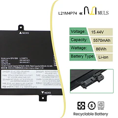 Batería de Repuesto L21M4P74 para Lenovo ThinkPad T16 Gen 1/Gen 2 - MULS