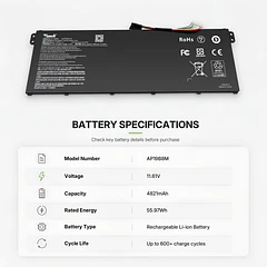 Batería de Repuesto AP19B8M para Acer SF314-59 511 512 MP414-51 Series - Tanch