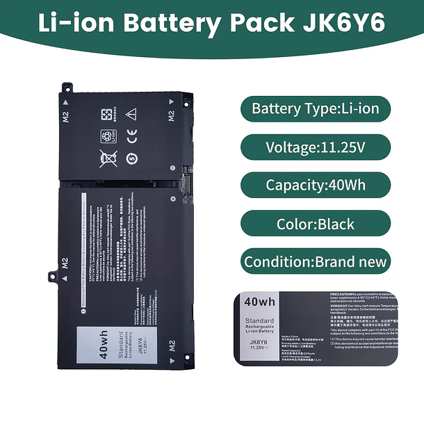 Batería de Repuesto JK6Y6 para Dell Inspiron 5300 5301 5401 5402 5408 5409 5501 5508 2