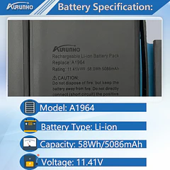Batería de Repuesto JPFMR para MacBook Pro 13 Inch A1989 (Mid 2018, 2019) & A2251 - AURUNHO