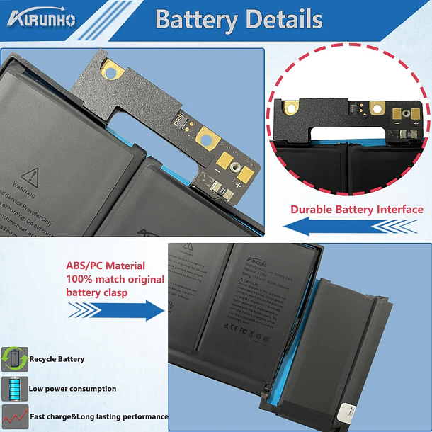Batería de Repuesto JPFMR para MacBook Pro 13 Inch A1989 (Mid 2018, 2019) & A2251 - AURUNHO 3