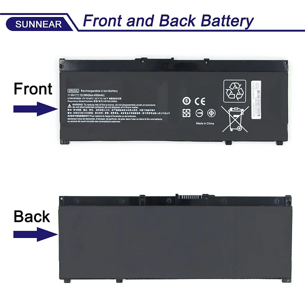 Batería de Repuesto SR03XL para HP Omen 15-CE0XX 15-DC0XX 15-DC1XXX HP Envy x360 15-CN 15-CP - SUNNEAR 3
