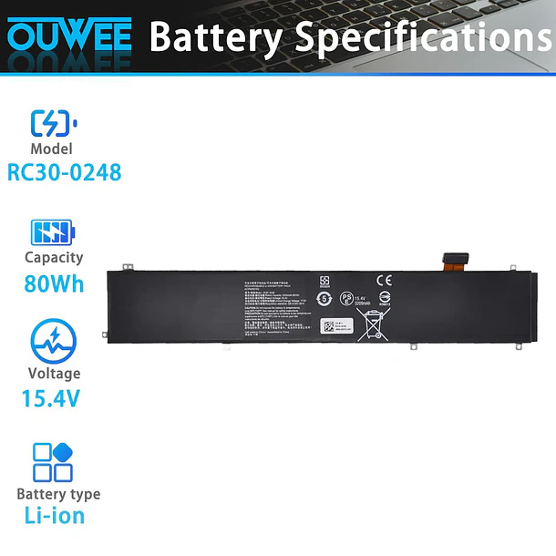 Batería de Repuesto RC30-0248 para Razer Blade 15 2018 Advanced RZ09-02386E92 RZ09-02385 RZ09-02386 RZ09-02886 RZ09-02887 - OUWEE 2