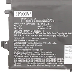 Batería de Repuesto L19M4P73 para Lenovo ThinkPad X1 Titanium 20QA 20QB Series SB10T83208 5B10W13965 L19C4P73 - EPYOBW