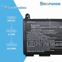 Batería de Repuesto BX03XL para HP EliteBook 830 860 865 835 840 845 G11 ZBook - Jmsrunne