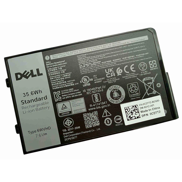 Batería de Repuesto 6WVHD para DELL Latitude 7230 Rugged Extreme Series Laptops P/N: T06H T06H001 - DELL 1