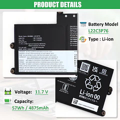Batería de Repuesto L22C3P76 para Lenovo ThinkPad X1 2 in 1 Gen 9 ThinkPad X1 - RHKRKQN