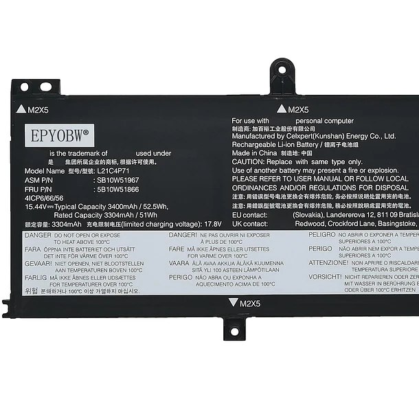 Batería de Repuesto L21C4P71 para Lenovo ThinkPad T14 / P14s Gen 3 / ThinkPad T14 - EPYOBW 2