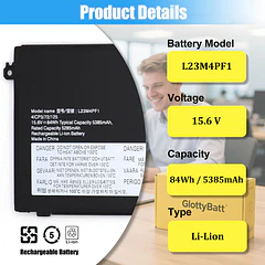 Batería de Repuesto L23M4PF1 para Lenovo IdeaPad Pro 5-14IMH9 5-14AHP9 5-16IMH9 5-16AHP9 Yoga Pro 9-16IMH9 - GlottyBatt