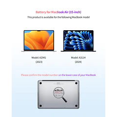 Batería de Repuesto A2797 para MacBook Air A2941 M2, 15-Inch, 2023 - ASMARK