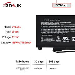 Batería de Repuesto VT06XL para HP Envy 17-3000 17-3070 17-3200 17t-3000 17t-3200 TPN-I103 HSTNN-IB3F HSTNN-DB3F - RDSJ