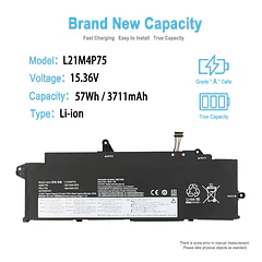 Batería de Repuesto L21M4P75 para Lenovo ThinkPad T14s Gen3 Gen4 Series L21L4P73 L21B4P71 L21D4P74 L21B4P71