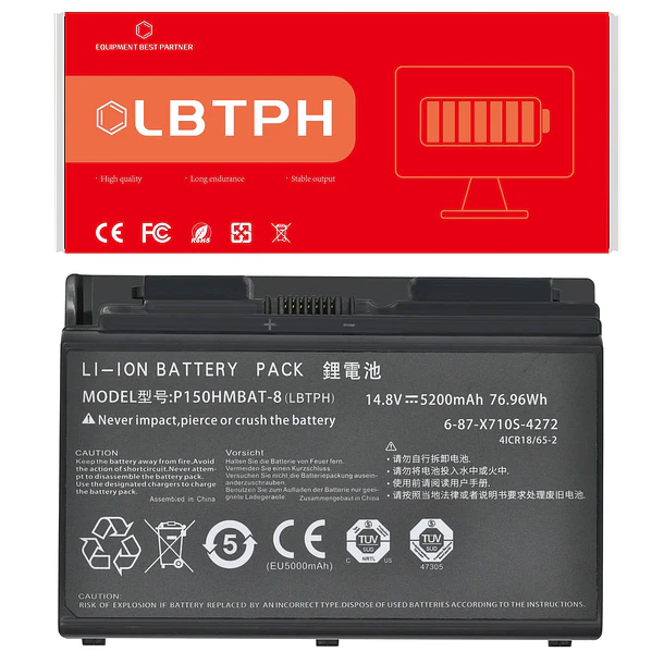 Batería de Repuesto P150HMBAT-8 para Clevo Sager P170EM P170HM Rock Extreme 786 Series 6-87-X710S-4271 6-87-X710S-4J7 - LBTECH 1
