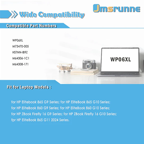 Batería de Repuesto WP06XL para HP EliteBook 860 865 G10 / 860 865 G9 / - Jmsrunne 5