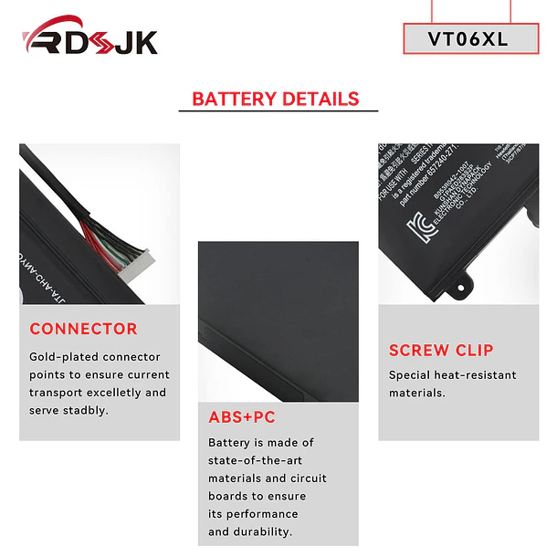 Batería de Repuesto VT06XL para HP Envy 17-3000 17-3070 17-3200 17t-3000 17t-3200 TPN-I103 HSTNN-IB3F HSTNN-DB3F - RDSJ 5