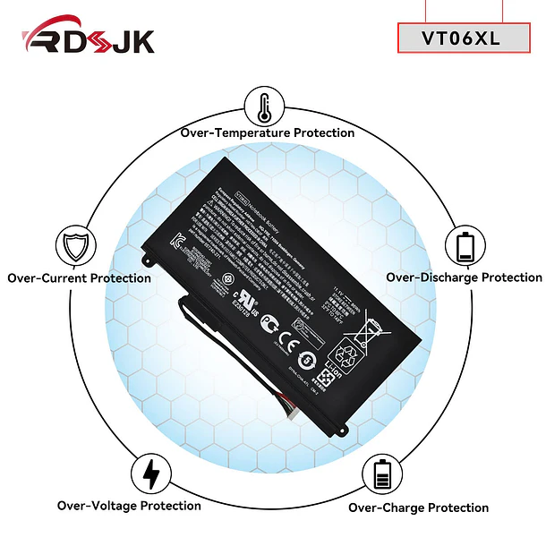 Batería de Repuesto VT06XL para HP Envy 17-3000 17-3070 17-3200 17t-3000 17t-3200 TPN-I103 HSTNN-IB3F HSTNN-DB3F - RDSJ 6