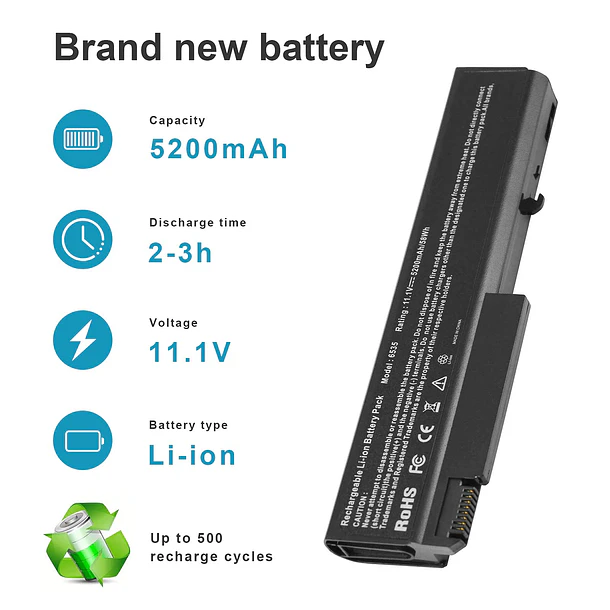 Batería de Repuesto 6535 para HP EliteBook 6930p 8440P 8440W ProBook 6440b 6445b 6450b 6540B - Fancy Buying 2