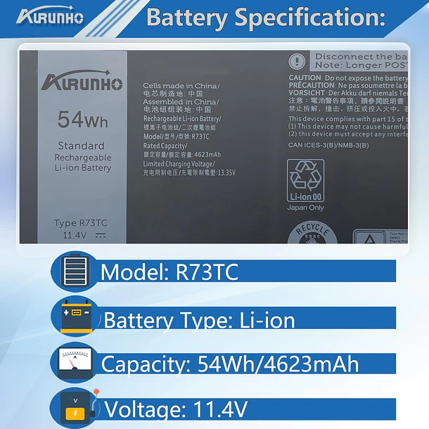 Batería de Repuesto JPFMR para DELL Latitude 3340 3440 3540 5340 5340 5440 5540 2-in-1 - AURUNHO 2