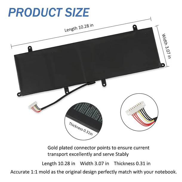 Batería de Repuesto C41N1901 para Asus ZenBook Duo UX481F UX481FA UX481FL UX4000F UX4000FL 0B200-03520000 15.4V - ETESBAY 4