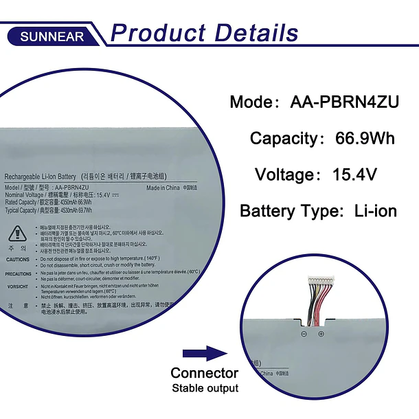 Batería de Repuesto AA-PBRN4ZU para Samsung Galaxy Book Flex 930QCG 930QCJ 930XCJ NP930QCG-K01 950QCG-X01 950QCJ - SUNNEAR 3
