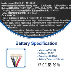 Batería de Repuesto AP18JHQ para Acer ConceptD 7 CN715-71 7 Pro CN715-71P - ANTIEE