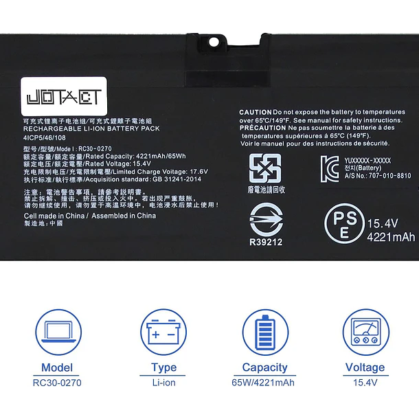 Batería de Repuesto RC30-0270 para Razer Blade 15 Base RZ09-0300 RZ09-03006 RZ09-03009 RZ09-0270 RZ090270 Series - JOTACT 2
