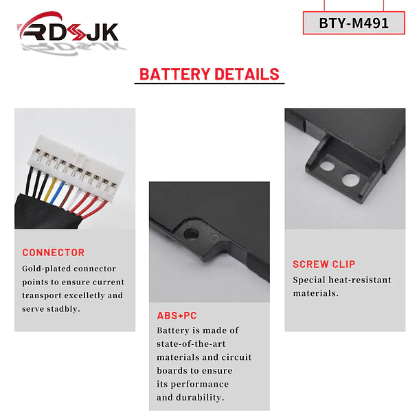 Batería de Repuesto BTY-L78 para MSI Modern 15 A10M A10M-028DE A10M-029 A10RAS A10RAS-076FR A10RAS-206IT A10RB - RDSJ 6