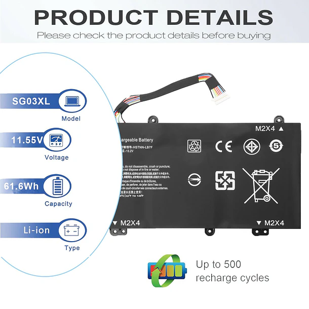 Batería de Repuesto SG03XL para HP Envy M7-U109DX M7-U009DX 17t-U000 17-U011NR 17-U163CL 849048-421 849049-421 849314-850 - HJTPOWER 3