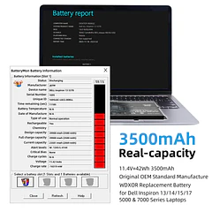 Batería de Repuesto WDX0R Battery for Dell para Dell Inspiron 15 13 5000 7000 Series 5568 5567 5570