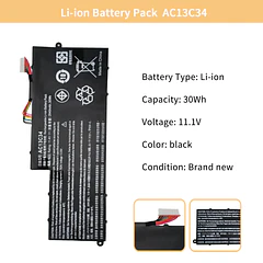 Batería de Repuesto AC13C34 para Acer Aspire V5-122P V5-132P E3-111 E3-112V E3-111-C0M6 E3-111-C0UM E3-111-C5AL ES1-111M - NBULBL