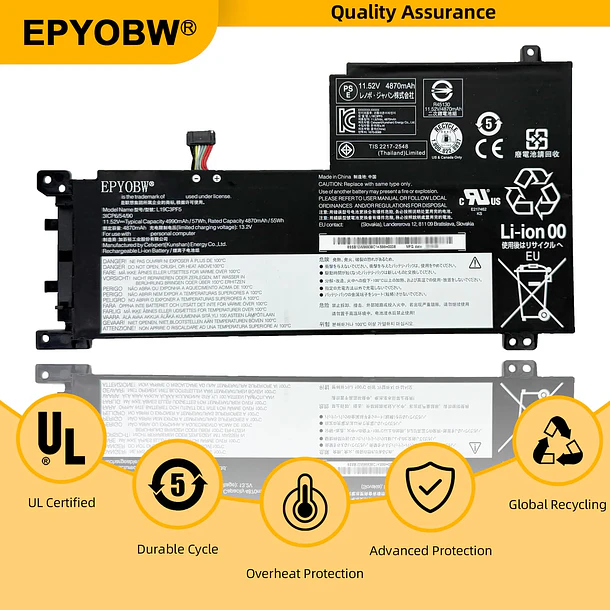 Batería de Repuesto L19C3PF5 para Lenovo IdeaPad 5-15IIL05 5-15ARE05 5-15ITL05 5-15ALC05 5-15IAL7 5-15ABA7 Series L19M3PF6 - EPYOBW 6