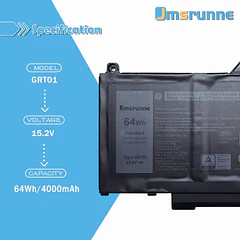 Batería de Repuesto GRT01 para Dell Latitude 5521 5421 5431 5531 Precision 3470 3571 3581 - Jmsrunne
