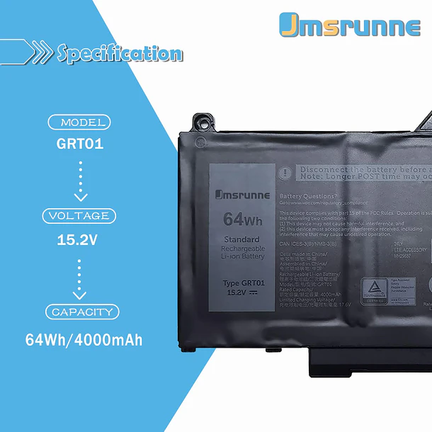 Batería de Repuesto GRT01 para Dell Latitude 5521 5421 5431 5531 Precision 3470 3571 3581 - Jmsrunne 2