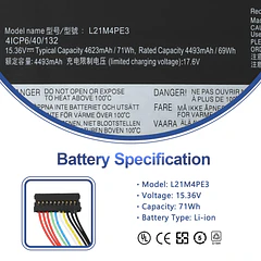 Batería de Repuesto L21M4PE3 para Lenovo IdeaPad Yoga 7 16IAP7 14IAL7 14ARB7