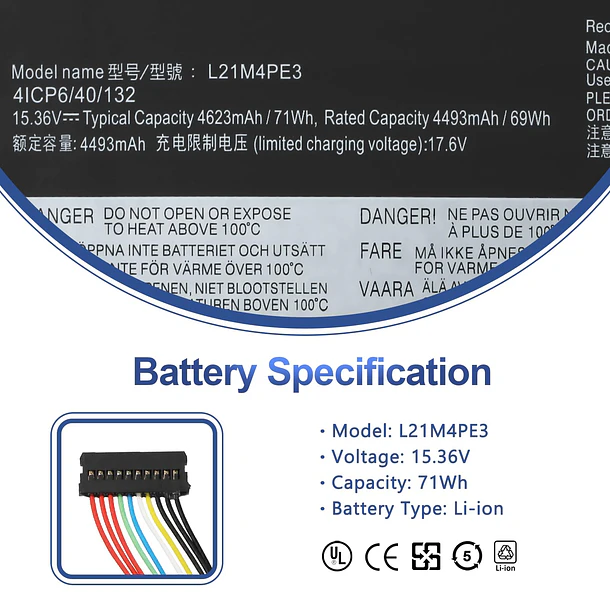 Batería de Repuesto L21M4PE3 para Lenovo IdeaPad Yoga 7 16IAP7 14IAL7 14ARB7 2