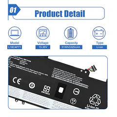 Batería de Repuesto L18C4P71 para Lenovo Thinkpad X1 Carbon 7th 8th Gen