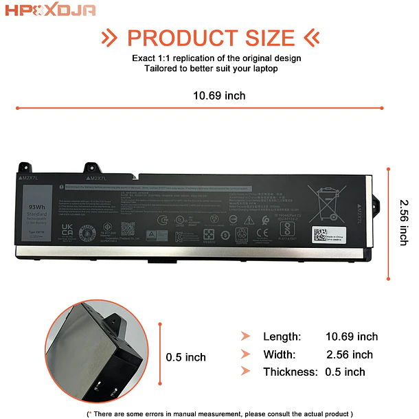 Batería de Repuesto X9FTM para Dell Precision 7770 7780 7670 7680 Series Notebook 5JMD8 05JMD8 - HPXXDJA 4