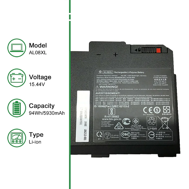 Batería de Repuesto AL08XL para Hp ZBook Fury 15 G7 G8 17 G7 G8 Mobile - JIAZIJIA 2