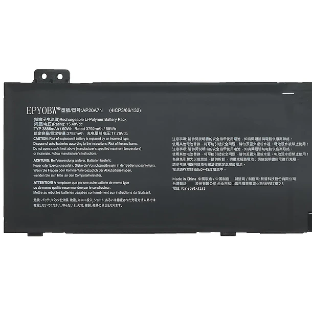 Batería de Repuesto AP20A7N para Acer Predator Triton 300 SE PT314-51S PT314-51S-51NZ PT314-51S-53D2 PT314-51S-53W3 Series - EPYOBW 2