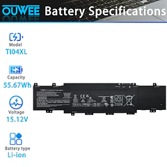 Batería de Repuesto TI04XL para Hp Envy 17-CH 17-CH0000NB 17-CH0027UR 17M-CH 17M-CH0013DX Series HSTNN-IB9T M24563-005 - OUWEE