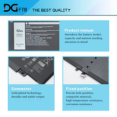 Batería de Repuesto JK6Y6 para Dell Latitude 7310 7410 Latitude 7410 Chromebook Enterprise P34S P34S001 - DGFTB