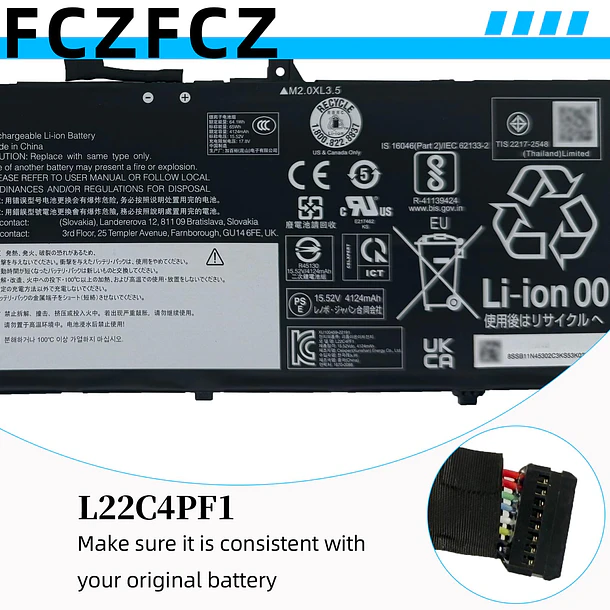 Batería de Repuesto L22C4PF1 para Lenovo Yoga Slim 6-14IAP8 6-14IRP8 / Slim 7-14IMH9 Series SB11N45302 - FCZFCZ 4