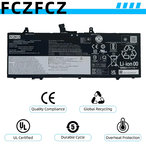 Batería de Repuesto L22C4PF1 para Lenovo Yoga Slim 6-14IAP8 6-14IRP8 / Slim 7-14IMH9 Series SB11N45302 - FCZFCZ 5