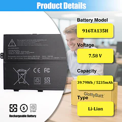 Batería de Repuesto 916TA135H para Microsoft Surface Laptop Go Model 1943 12.4 Inch Series Laptop - GlottyBatt