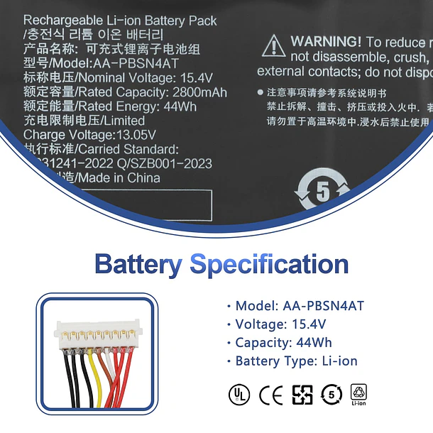 Batería de Repuesto AA-PBSN4AT para Samsung Galaxy Book 15.6