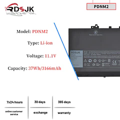 Batería de Repuesto PDNM2 para Dell Latitude 12 E7270 P26S001 E7470 P61G001 Series 0PDNM2 F1KTM - RDSJK