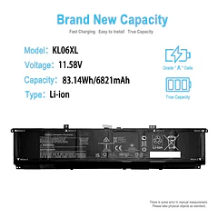 Batería de Repuesto KL06XL para Hp Envy 15-EP0000 Series Notebook HSTNN-IB9M L85853-1C1 KL06083XL KL0O6XL 11.58V - TAICROWNE